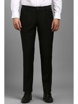 Louis Philippe - Men Black Solid Pleated Formal Trousers