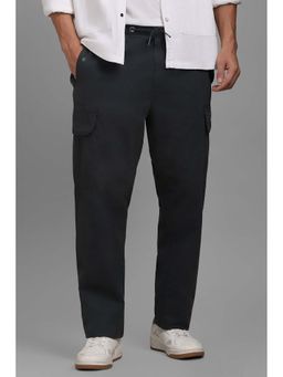 Louis Philippe - Men Grey Regular Fit Solid Flat Front Casual Trousers