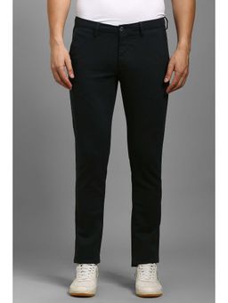 Louis Philippe - Men Black Solid Flat Front Casual Trousers