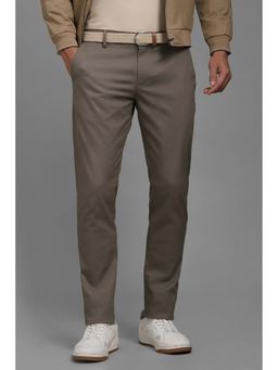 Louis Philippe - Men Brown Super Slim Fit Textured Flat Front Casual Trousers