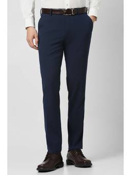 Peter England - Men Navy Solid Formal Trousers