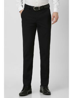 Peter England - Men Black Solid Formal Trousers