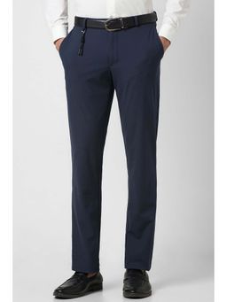 Van Heusen - Men Blue Solid Trousers