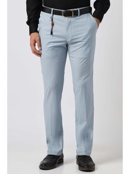 Van Heusen - Men Light Blue Solid Skinny Fit Trousers