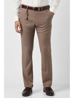 Van Heusen - Men Brown Solid Skinny Fit Trousers