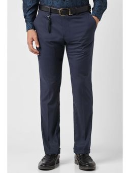 Van Heusen - Men Navy Blue Solid Skinny Fit Trousers