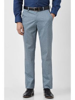 Van Heusen - Men Light Blue Textured Trousers