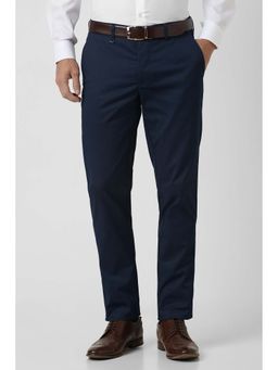 Van Heusen - Men Navy Blue Solid Formal Trousers