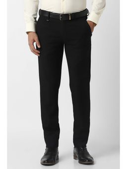 Van Heusen - Men Black Solid Trousers
