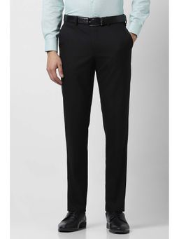 Van Heusen - Men Black Solid Slim Fit Trousers
