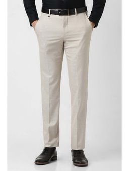 Van Heusen - Men Beige Check Trousers