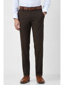 Van Heusen - Men Brown Solid Trousers
