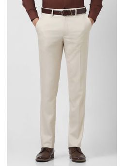Van Heusen - Men Beige Textured Trousers