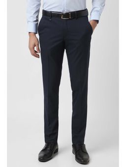 Van Heusen - Men Navy Solid Ultra Slim Fit Trousers