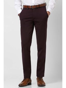 Van Heusen - Men Maroon Textured Trousers
