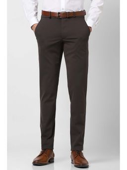 Van Heusen - Men Brown Textured Trousers
