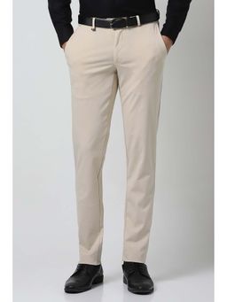Van Heusen - Men Beige Solid Ultra Slim Fit Trousers