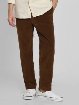American Eagle - Men Brown Corduroy Pull-On Athletic Fit Easy Trouser