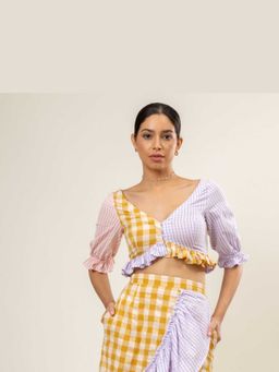 Doodlage - Betty Panelled Multicolor Yellow Top