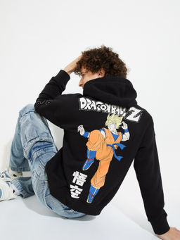 max - Black Men Oversized Dragon Ball-Z Print Hoodie