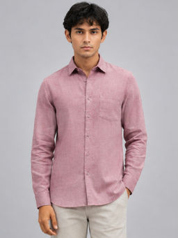 LINENWEAR - Pink Self Design Full Sleeve Casual Shirt