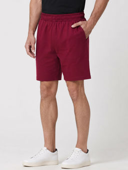 Parcel Yard - Maroon Men Both Side Pockets Solid Shorts