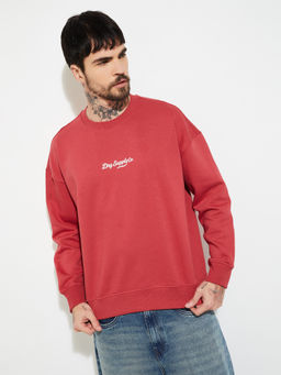 max - Red Men Oversized Back Print Sweatshirt