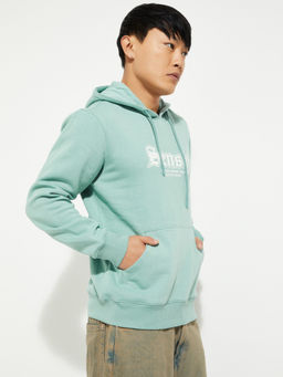 max - Blue Printed Hooded Hoodie