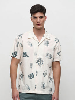 Selected - White Shell Print Casual Shirt