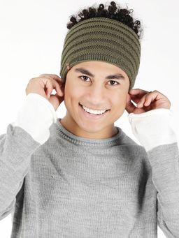 Bharatasya - Solid Grey Knit Woolen Headband Earwarmer