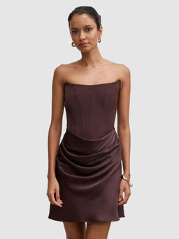 Forever New - Women Brown Solid/Plain Polyester Dress