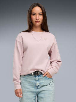 Puma - Women Pink Solid/Plain Cotton Sweatshirt