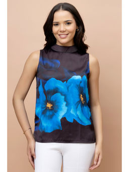 PURYS - Women Black Floral Satin Top