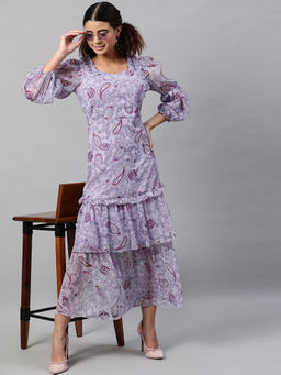 STREET 9 - Women Lavender Paisley Polyester Dress