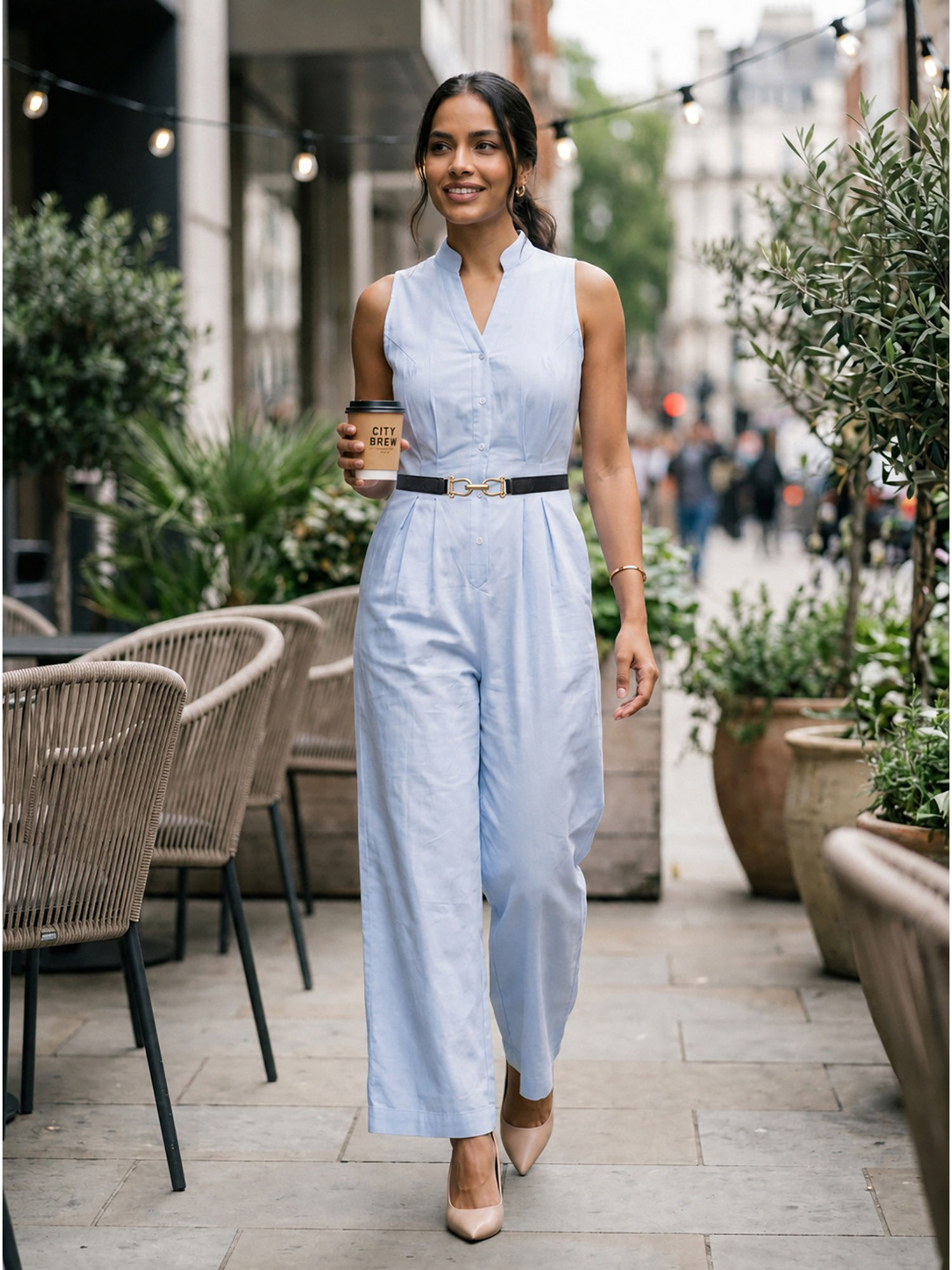 moomaya Women Blue Solid/Plain Cotton Jumpsuit-picture-10