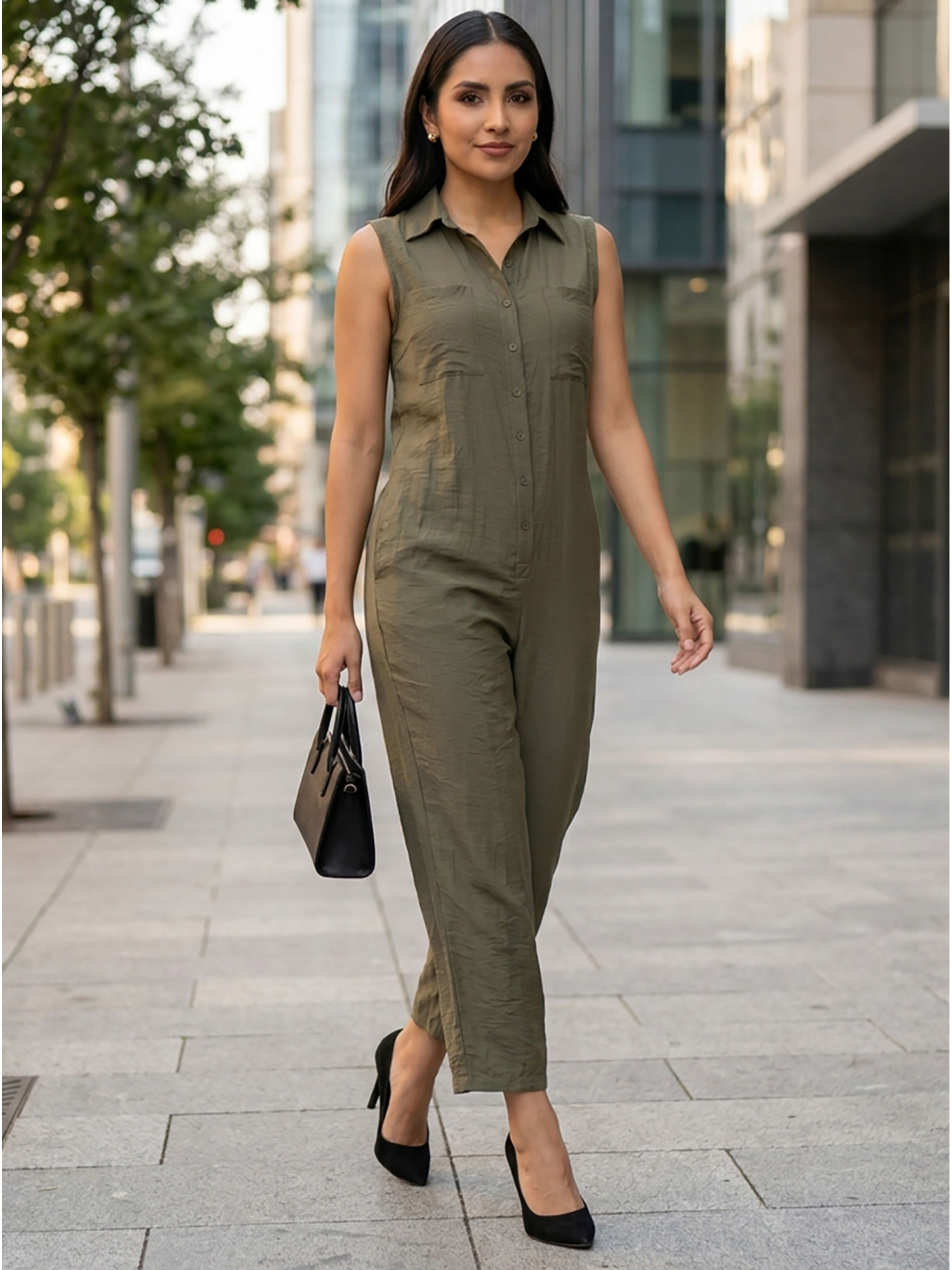 moomaya Women Green Solid/Plain Linen Blend Jumpsuit-picture-43
