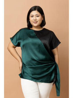 PURYS PLUS - Women Green Colorblock Satin Top