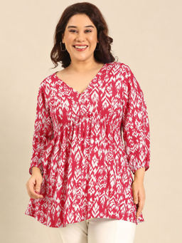 THE PINK MOON - Women Red Printed Viscose Top
