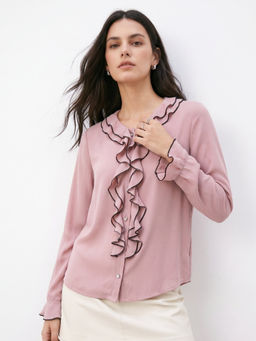 Outzidr - Women Pink Solid/Plain Polyester Top