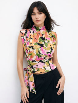 Outzidr - Women Multi-Color Floral Polyester Top