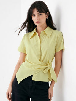 Outzidr - Women Yellow Solid/Plain Polyester Shirt