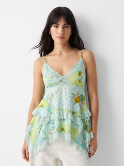 Outzidr - Women Green Floral Polyester Top