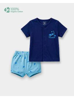 Carter's - Baby Boy Navy Blue Cotton Dino Print Shirt And Shorts