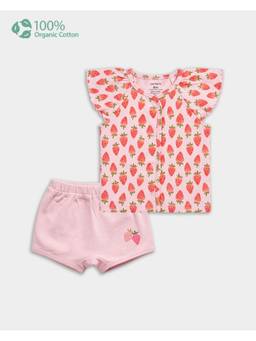 Carter's - Baby Girl Pink Cotton Strawberry Print Shirt And Shorts