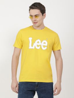 Lee - Men Printed Yellow Crew Neck T-Shirt (Slim)