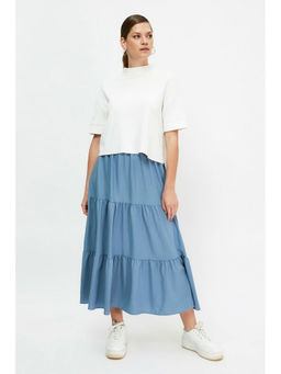 Trendyol - Blue Tiered Midi Skirt