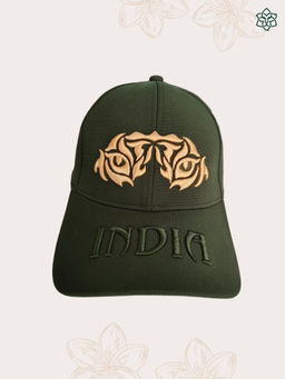 Maatir - Dark Green Embroidered Tiger India Premium Baseball Cap