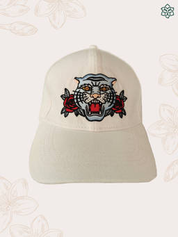 Maatir - White Denim Tiger Embroidery Premium Baseball Cap