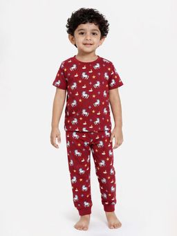 BLUSHES - 100% Cotton Printed Half Sleeves Printed T-Shirt and Joggers