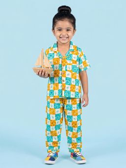 BREATH:ABLES - Cotton Half Sleeves Checks Shirt and Pyjama Multicolour